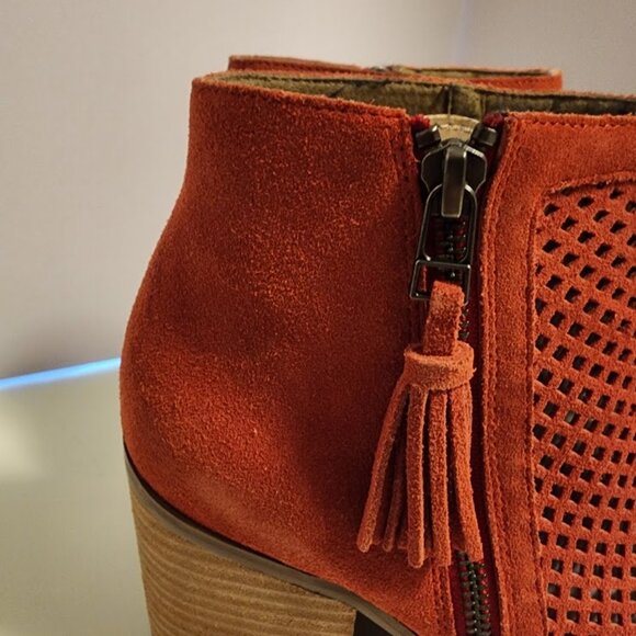 Sole Society Orange Open Toe Suede Booties - Picture 8 of 10